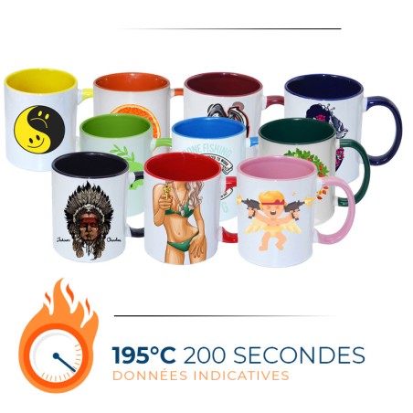 36 Mugs à anse et intérieur colorés