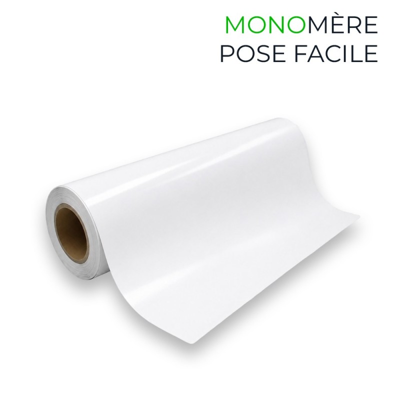Vinyle Monomère Repositionnable Blanc Brillant Pose Facile Vinyle Monomère Repositionnable Blanc Brillant Pose Facile