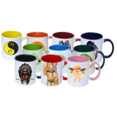 36 Mugs à anse et intérieur colorés