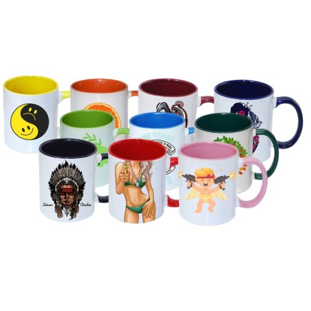 36 Mugs à anse et intérieur colorés